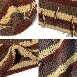 Chapeau Kufi <span class=keywords><strong>en</strong></span> crochet décontracté fait main avec pompons - Rayures arc-<span class=keywords><strong>en</strong></span>-ciel colorées <span class=keywords><strong>en</strong></span> patchwork, adapté au style Rasta/jamaïcain - Product Image 5