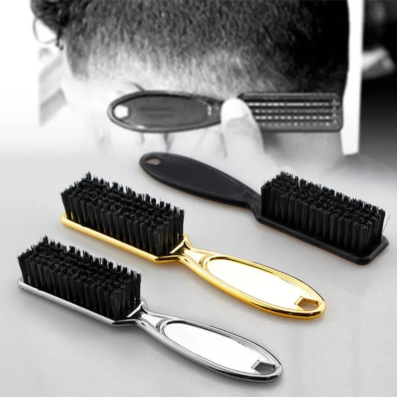 Custom Logo Gold Plating Handle Hair Brush Mini Barber Salon Neck Cleaner Duster Fade Brush Hair Cutting Clipper Brush