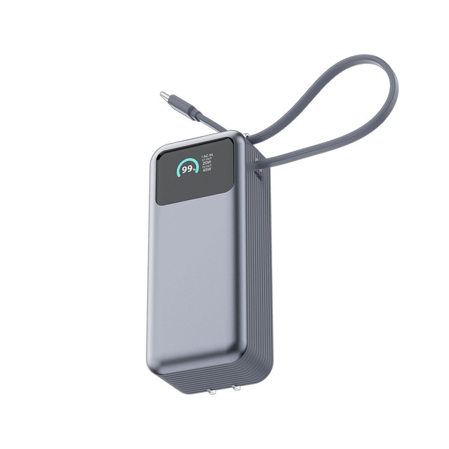 10000mAh Type-C Cable Wall Charger ETL Certified PD65W Digital Display Power Bank