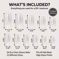 Juego de Uñas Postizas Minimalistas Transparentes en Degradado Nude, 24 Piezas, Núcleo Marrón Cálido Translúcido, Borde Cristalino Brillante, Venta al Por Mayor OEM