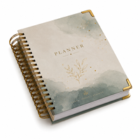 Carnet de notes floral à couverture rigide, spirale, impression personnalisée, dorure à chaud, motif botanique aquarelle, agenda non daté, personnalisé pour femme