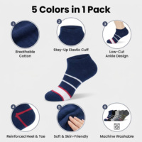 Chaussettes courtes en coton rayées pour hommes, douces, respirantes, décontractées, à revers élastique, pour usage quotidien, vente en gros