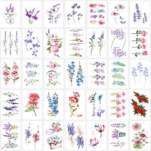 1 Juego por 35 hojas colorido <span class=keywords><strong>pequeño</strong></span> <span class=keywords><strong>tatuaje</strong></span> temporal Floral para mujeres arte corporal falso pegatinas de <span class=keywords><strong>mano</strong></span> de larga duración - Product Image 2