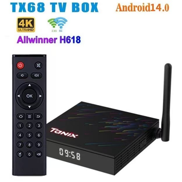 2026 New TX68 Smart TV Box, Allwinner H618 Chip, Android 14 System, 4GB+64GB Large Memory, 5G Dual Band WiFi Home HD Set Top Box