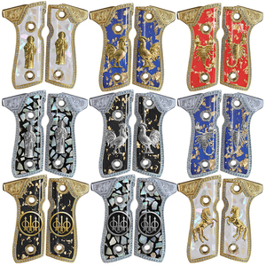 Guancette Personalizzate Incise in Oro Finitura Diamante e Perla per Beretta 92 92fs 96 <span class=keywords><strong>M9</strong></span> Full Size - Product Image 3