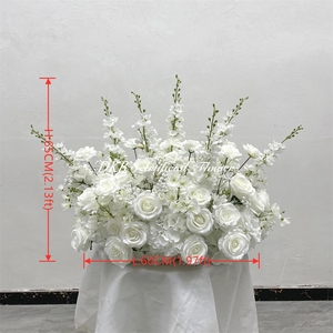 Tapis d'allée de mariage en soie artificielle rose, 60 cm, blanc, réaliste, pour décoration de sol - Grande Vente - Product Image 2