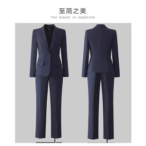 Women's <b>Black</b> Suit Set Long Sleeve Professional <b>Work</b> Uniform For Hotel Receptionist Spring Autumn Business Jacket <b>Pants</b> Outfit - Product Image 2
