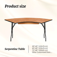 Table de banquet demi-lune en bois pliable en forme de S, style européen, pour événements et fêtes (vente en gros)