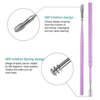 Kit de nettoyage d'oreilles en spirale OEM personnalisé 6 pièces, brosse de nettoyage en acier inoxydable, cuillère à cérumen avec boîte de rangement en cuir