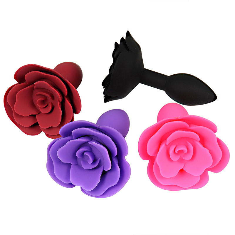 Lot De 2 Jouets Anaux En Silicone Forme Rose/fleur Avec Bouchons - Neuf, Pour Massage Et Exploration