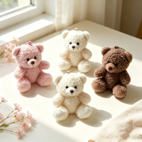 Adorable porte-clés en peluche ours en laine avec broderie cœur, super doux en polyester, breloque ours en peluche, ornement portable pour sac