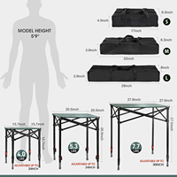 Table élévatrice pliante carrée et légère en aluminium réglable personnalisée pour l'extérieur, plage, pique-nique, barbecue, camping, avec sac de transport