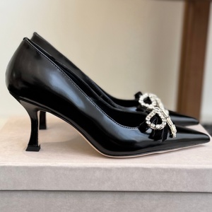 Escarpins d'été 2026 pour femme en similicuir à talon aiguille super haut, élégants avec nœud et bout pointu peu profond, à enfiler - Product Image 4