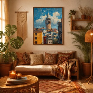 Dipinto a Olio Fatto a Mano della <span class=keywords><strong>Torre</strong></span> <span class=keywords><strong>di</strong></span> <span class=keywords><strong>Galata</strong></span>, Paesaggio Urbano <span class=keywords><strong>di</strong></span> <span class=keywords><strong>Istanbul</strong></span> in Stile Van Gogh, Texture Pesante Impasto su Tela, Arte Murale Personalizzata - Product Image 6