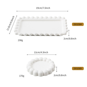 Plateau à bijoux en céramique blanche, design de dessin animé, émail coloré, plateau de rangement et de présentation pour bijoux, emballage cadeau - Product Image 3