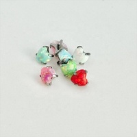 Pendientes de titanio G23 con ópalo de cuatro puntas, rosca interna, en forma de corazón, de colores, para la oreja, labio o cartílago, accesorio superior.