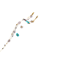 Pulseras de Cadena y Eslabones de Acero Inoxidable con Perlas Florales y Piedras Preciosas Naturales para Uso Diario Informal Estilo Boho