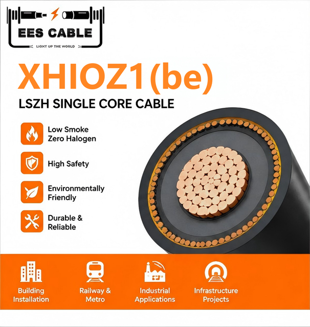 XHIOZ1(be) LSZH 8.7/15kV N2XS(F)2Y Single 25-630mm2 MV Power Cable YJY YJSY CU XLPE CWS LSZH Without armour IEC 60502-2 EESCABLE