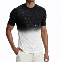 T-shirts d'été unisexes à manches courtes en coton tricoté de haute qualité respirant avec strass graphiques scintillants OEM grande taille pour hommes