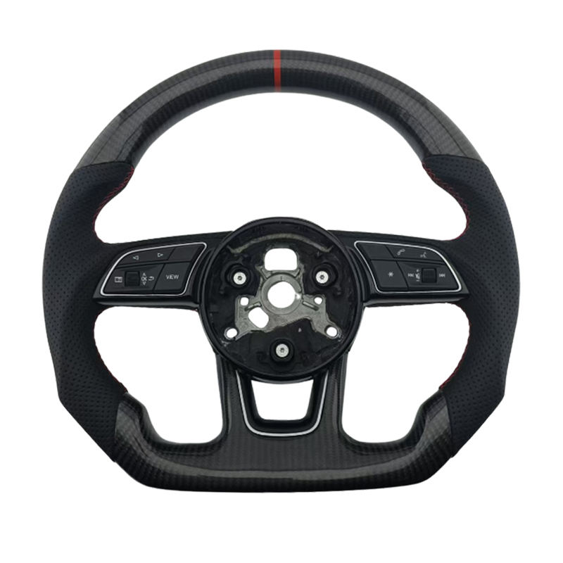 หนัง + คาร์บอนไฟเบอร์ + ตะเข็บแถบด้านบนสีแดง