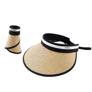 หมวกกันแดดฤดูร้อนสำหรับผู้หญิง ปีกกว้าง พับได้ ทำจากฟาง ป้องกันรังสียูวี เหมาะสำหรับกิจกรรมกลางแจ้งและชายหาด สายรัดศีรษะปรับได้ ลายทาง - Product Image 5