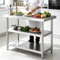 Meja Persiapan Makanan Heavy Duty dari Stainless Steel dengan Rak Penyimpanan