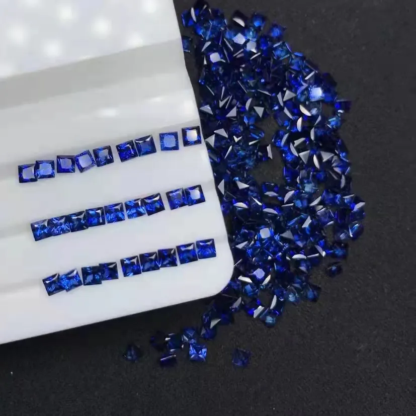Square Princess 1.5mm ~ 3.0mm Good Quality Selling Genuine Loose Facete Gemstones Price List Jewelry Natural Blue Sapphire