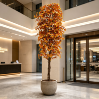 Grand arbre artificiel de 3,5 m, Ficus d'automne, Faux Banyan, pour la décoration intérieure commerciale des hôtels, halls, centres commerciaux et restaurants