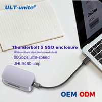 Boîtier SSD en alliage d'aluminium ULT-unit, nouvelle conception, 80 Gbps Thunderbolt 5, hub multi USB-C pour disque dur externe NVMe 2280