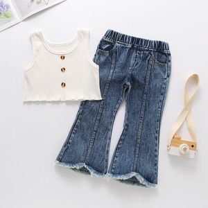 Gilet Top abiti Jean pantaloni set di <span class=keywords><strong>abbigliamento</strong></span> per ragazze moda neonata abiti europa ragazze set per bambini - Product Image 1