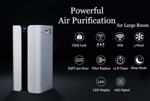 Purificateurs d'air commerciaux intelligents de grande taille avec affichage numérique de l'AQI, purificateur d'air pour la maison, grande pièce avec affichage - Product Image 4