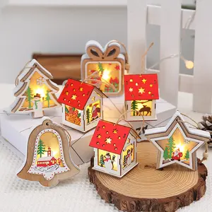Hot Selling Led Lighted Kerst Desktop Ornamenten Dorpshuizen Decoratie Hanger Cadeau