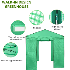 Grande serre pliable avec couverture en PE résistante aux UV, cadre métallique pliable, porte à fermeture éclair et fenêtres enroulables pour <span class=keywords><strong>le</strong></span> jardinage - Product Image 4
