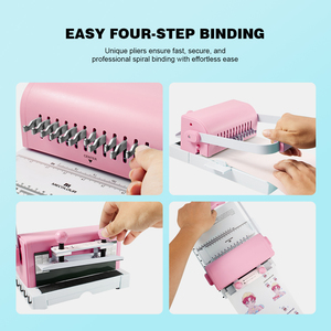 Machine à relier portable mini spirale 2:1, perforatrice et relieuse manuelle compacte pour carnets A4 A6, équipement <span class=keywords><strong>de</strong></span> reliure pour la maison et <span class=keywords><strong>le</strong></span> bureau - Product Image 6