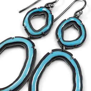 Orecchini Pendenti Circolari Blu Multicolore, Orecchini Pendenti Rotondi Creativi per Donne - Product Image 4
