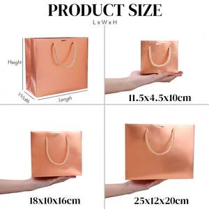 Sacs cadeaux en carton de luxe personnalisés KM, magnifiques sacs de shopping pour bijoux, poignées en ruban pour vêtements et autres articles, excellents pour - Product Image 4