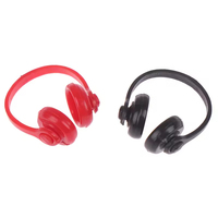 Juego de auriculares en miniatura para decoración de escena de sala de ordenadores de casa de muñecas 1 12, color negro y rojo
