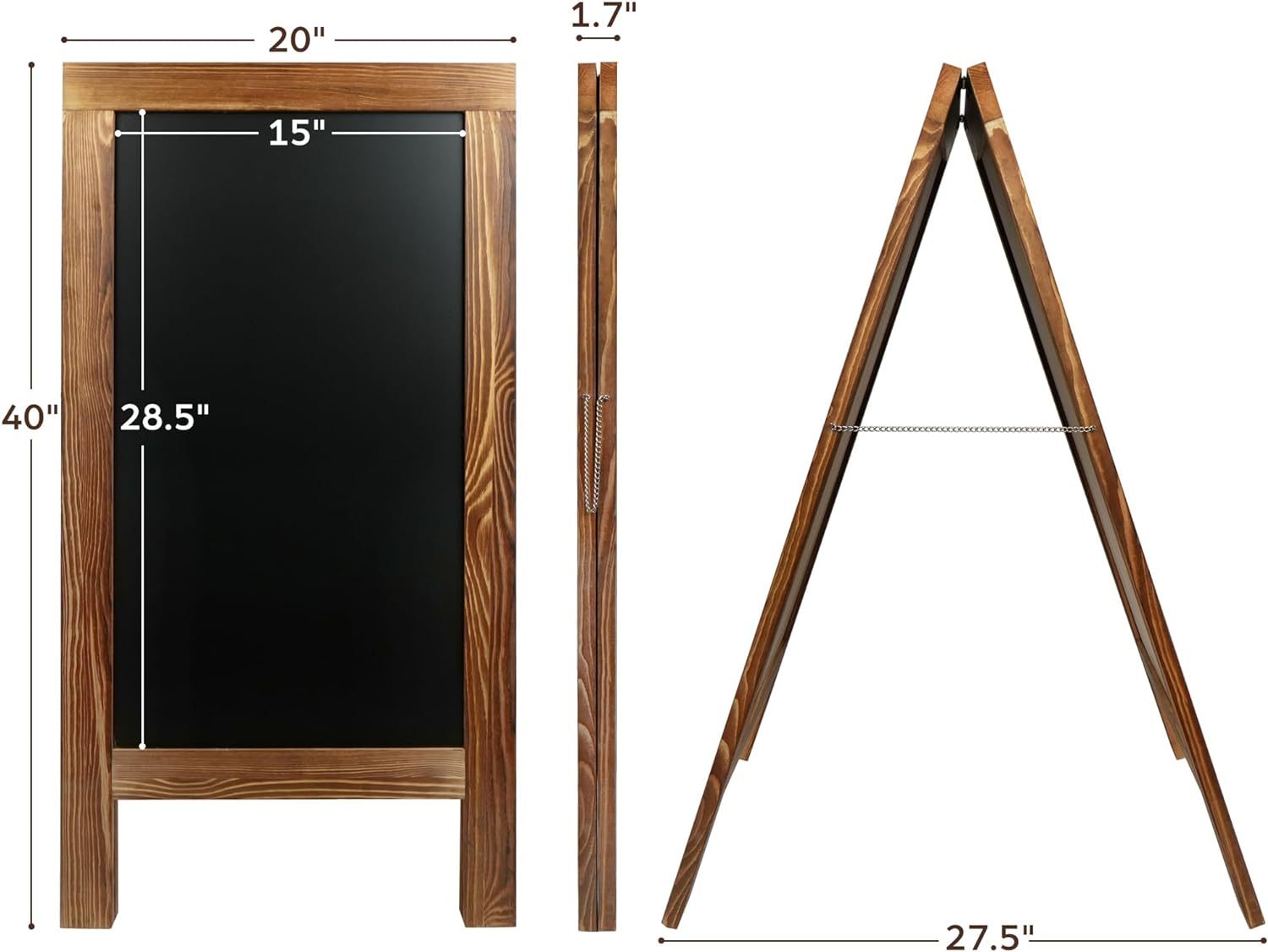 Lot De 3 Petits Tableaux Noirs Sur Chevalet En Bois - 23 X 12 Cm - Pour Menu De Restaurant, Message, Décoration De Table - 2