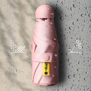 Parasol de poche cinq plis classique pour femme, protection UPF50+, double usage soleil et pluie, parapluie portable, vente en gros - Product Image 6