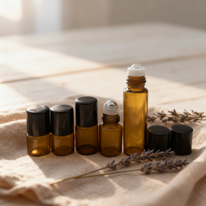 1Ml Chai Hình Ống Nước Hoa Tinh Dầu Thủy Tinh Màu Hổ Phách Nhỏ Với Con Lăn Kim Loại Và Nắp Lăn Màu Đen - Product Image 5