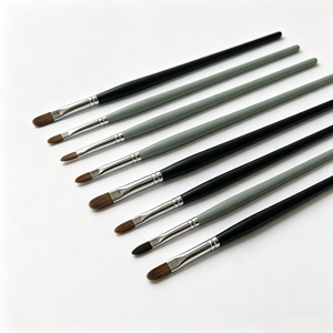 Pinceau à ongles en Kolinsky à pointe plate, <span class=keywords><strong>gris</strong></span> vert noir blanc, manche en métal, pinceau à ongles en acrylique pour la sculpture, le détail <span class=keywords><strong>et</strong></span> le nail art - Product Image 5