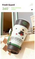 Mignonne tasse isotherme à motif de dessin animé, avec doublure intérieure en acier inoxydable, grande capacité, pour étudiants, isolation thermique de 6 à 12 heures, avec sangle et paille
