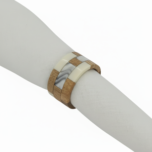 Anneaux de serviette réutilisables en bois et résine, design tricolore, luxe élégant, finition polie, emballage personnalisé, pour mariage, dîner, hôtel, 2025 - Product Image 1