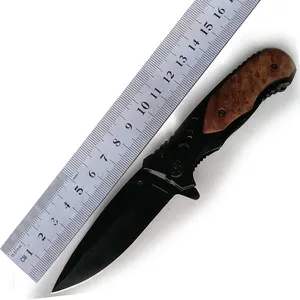 knife Best selling gift wooden combat stainless knife foldable pocket tactical survival outdoor hunting knife