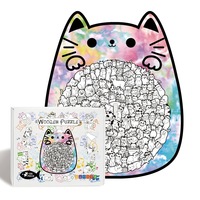 Vente en gros d'usine - Puzzles en bois en forme de chat rose mignon - 135 pièces - Jeux de société personnalisés avec des animaux uniques - Jouets pour adultes