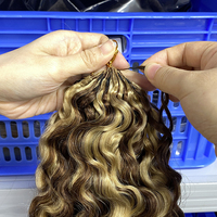 Cheveux européens au crochet pré-bouclés, plumes, cheveux humains, ondulations profondes, tresses bohèmes, nœuds miracle, double trame machine, couleurs piano