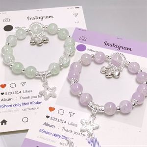 Pulsera de cuentas craqueladas de colores de moda con diseño de palomitas de maíz y dijes de campanillas de viento, hecha a mano, para mujeres y niñas - Product Image 3