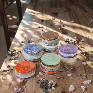 Juego de Posavasos de Piedras Preciosas Pulimentadas, Forma Circular, Multicolor, Decoración Feng Shui para el Hogar, Piedras de Cristal Duraderas - Product Image 3