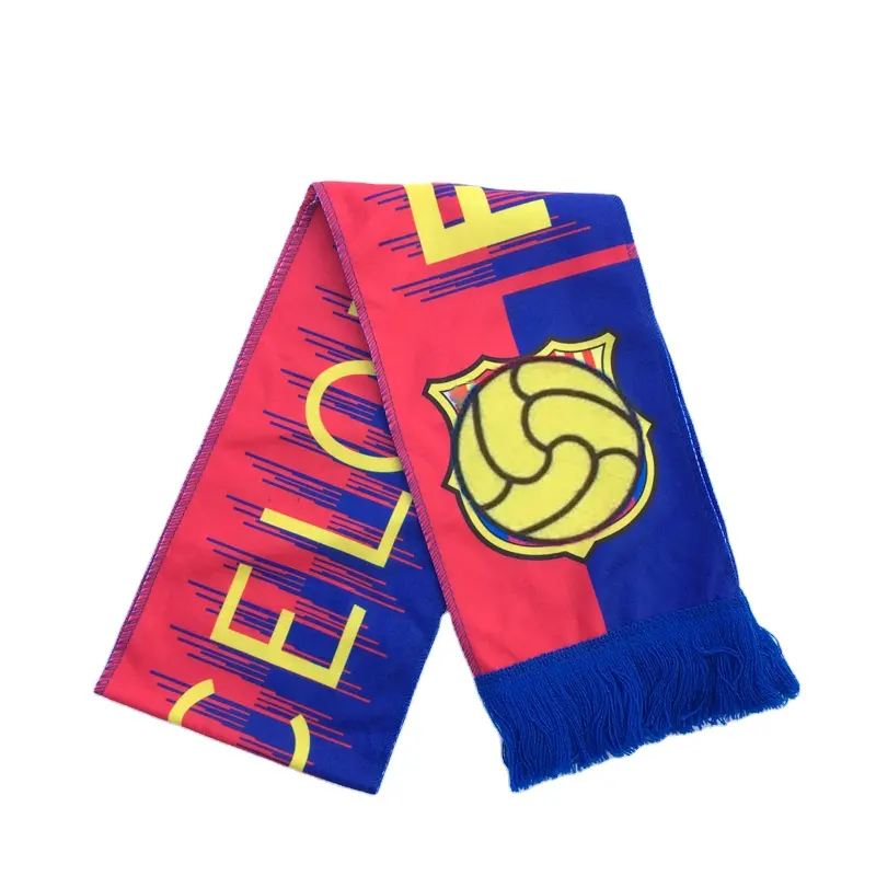 100% Acrylic Knitted Scarf Jacquard Custom Soccer Scarf Knitted For Sports