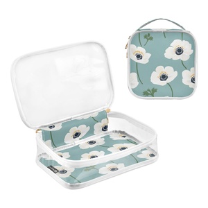 Trending Products 2025 New Arrivals Hawaiian Custom Flower Clear Pvc Make up Bag Transparent Cosmetic Bag for Woman Travel - Product Image 2